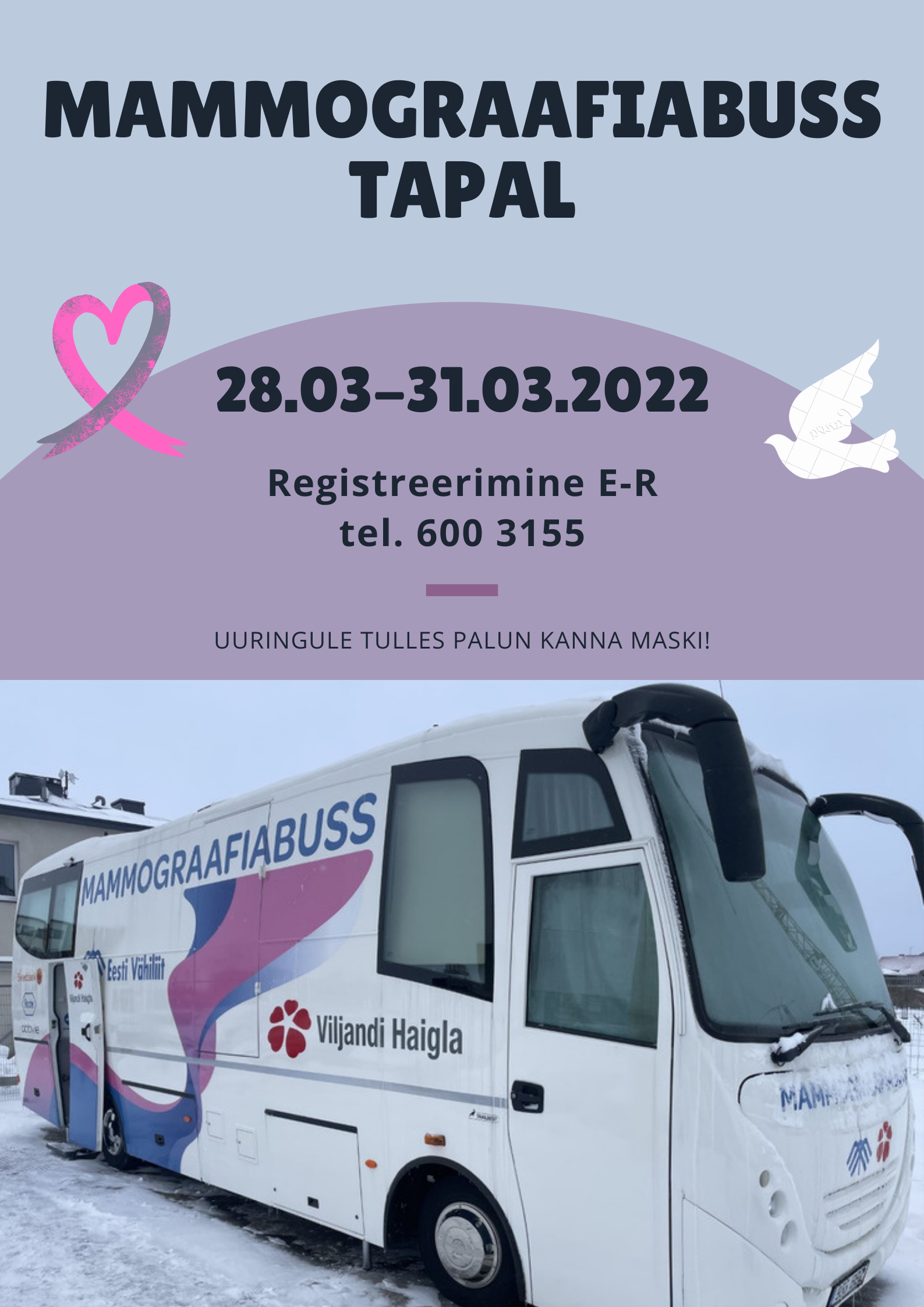 Mammograafiabuss Tapal 28.03-31.03.2022